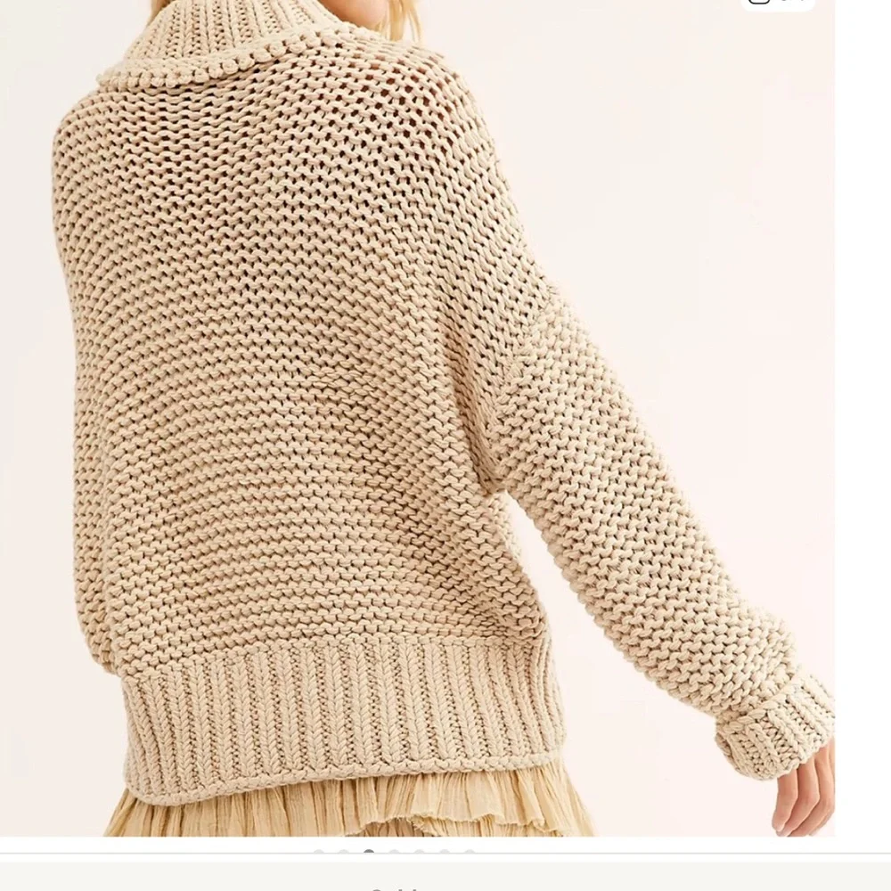 Free People Chunky Knit Cropped Sweater My Only Sunshine Cream Tan Size Medium